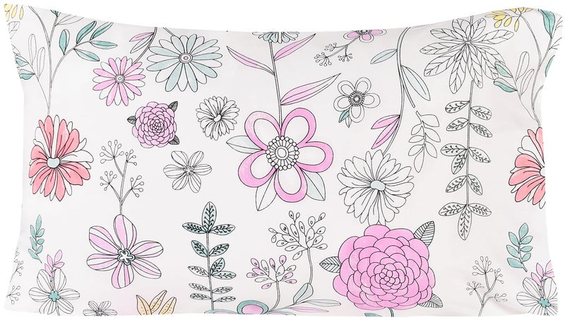 جيه-بينو مجموعة ملاءات مزدوجة من J pinno Painting Flower Plant لطيفة ومريحة وممتعة للأطفال والبنات والأطفال، ملاءة مسطحة من القطن بنسبة 100% + ملاءة جاهزة + طقم غطاء وسادة (زهرة توأم) - Image 5
